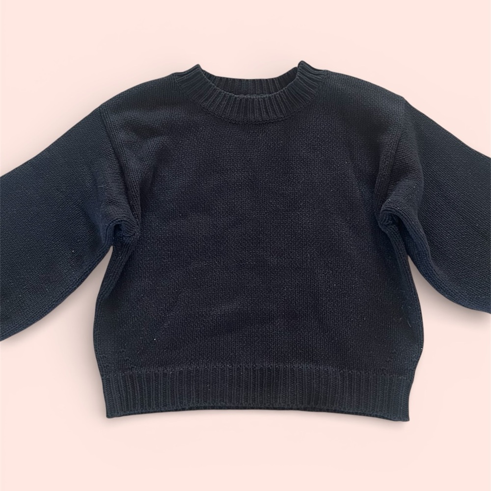 Princess Polly Harmony Balloon Sleeve Knit Sweater Black